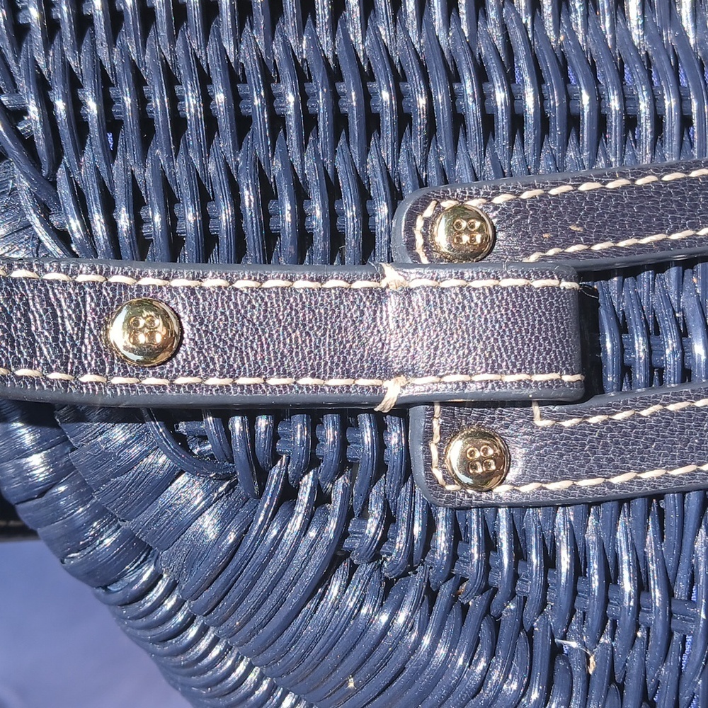 💙 Kate Spade Roslyn Blue Wicker Leather Floral Handbag Satchel Cottagecore - Picture 11 of 11
